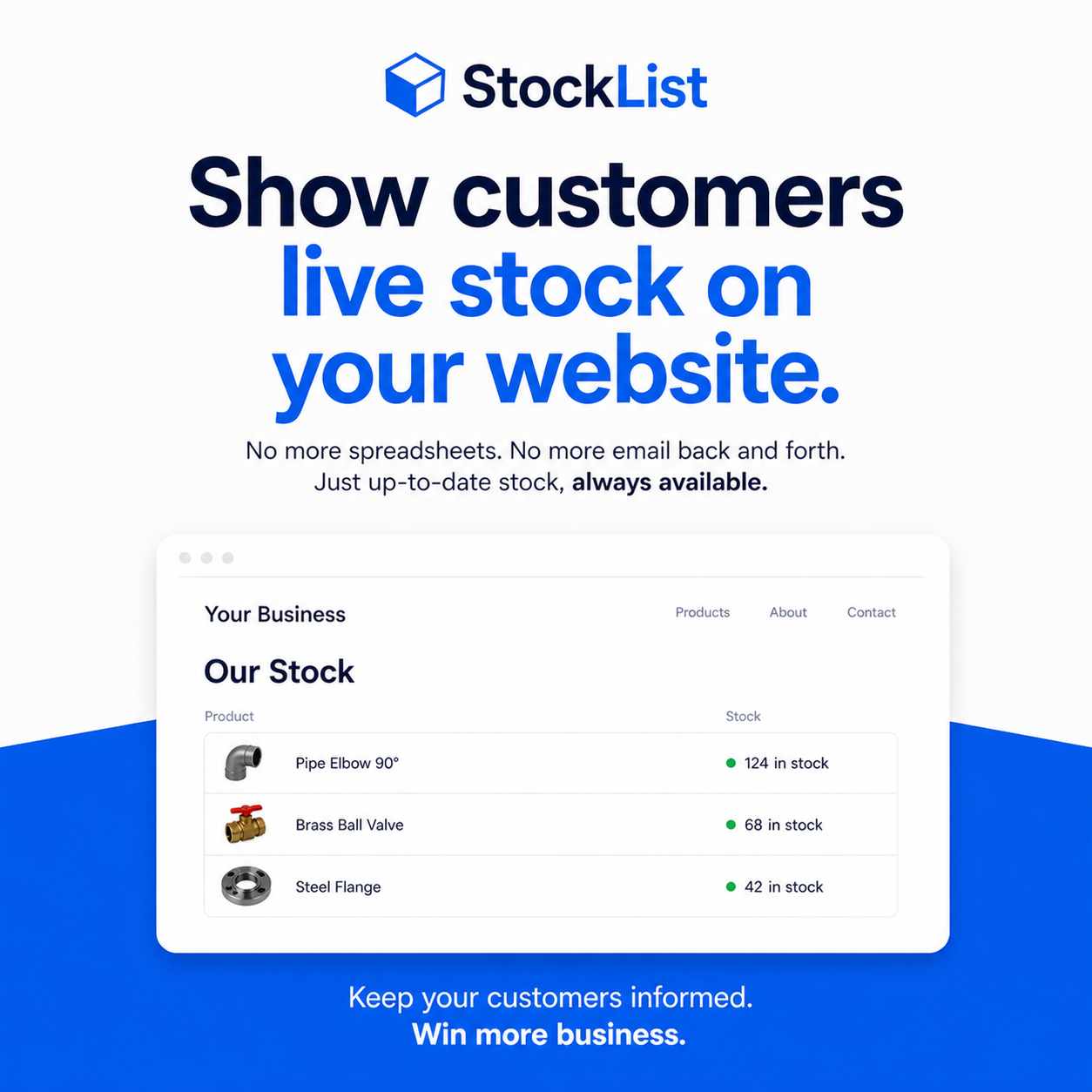 Product catalogue visual example for Integrations